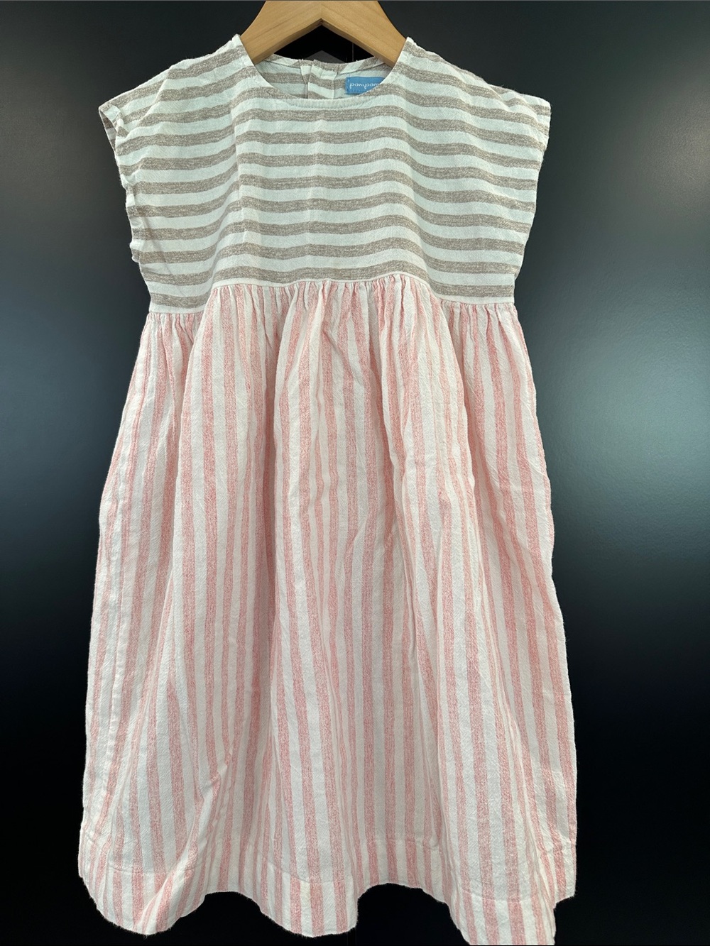 PomPomme Striped Cotton Linen Dress